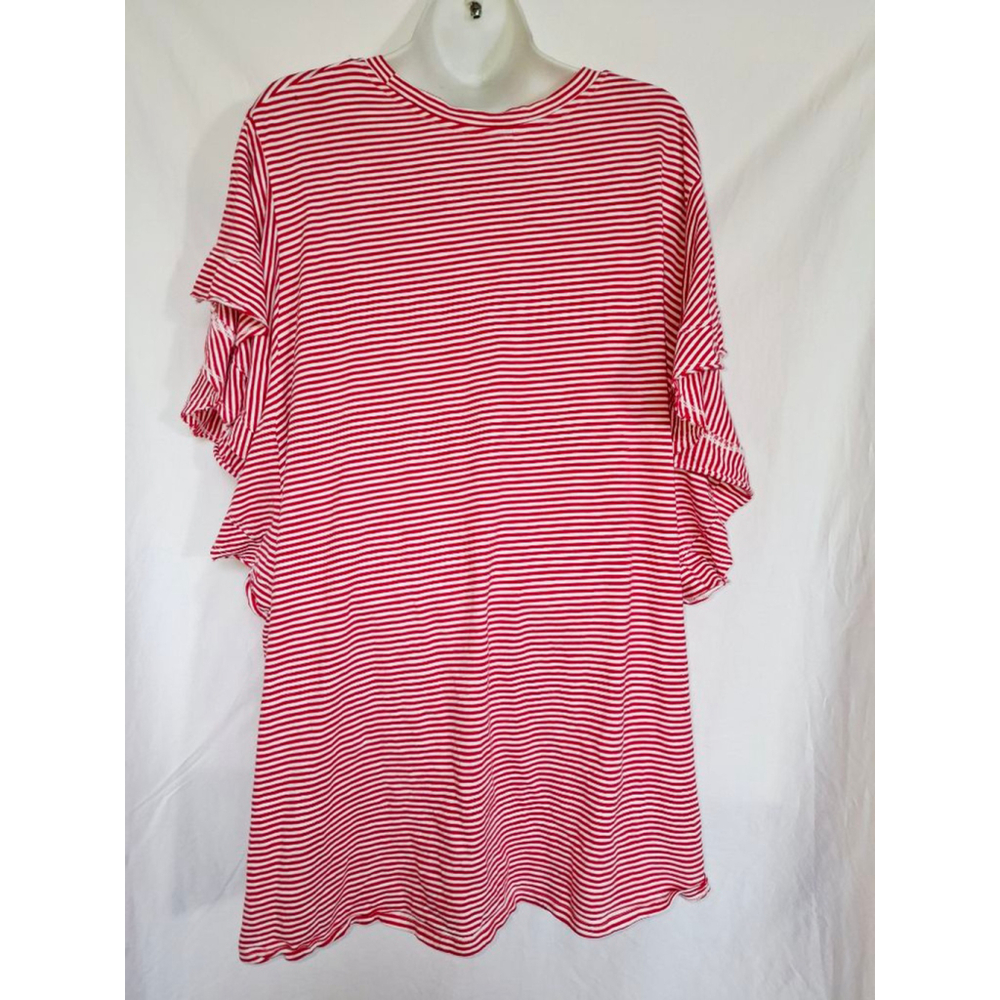 Terra & Sky women's Short Sleeve Striped Tee Plus 4X Red White - Picture 2 of 4
